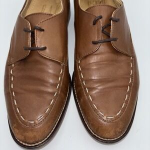 Youth Boys Brown Soft Leather Dress Shoe by GAP Size 7.5 M Lace Up Block Heel